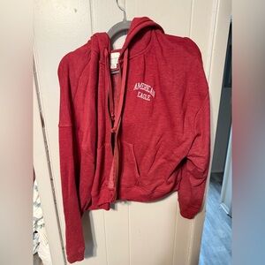 American Eagle Cropped Red Hoodie